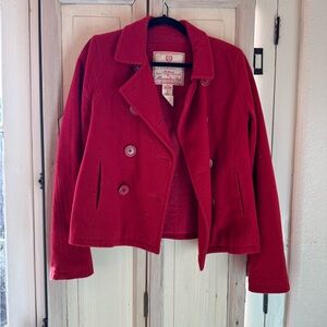 Abercrombie & Fitch Women's Red Pea Coat